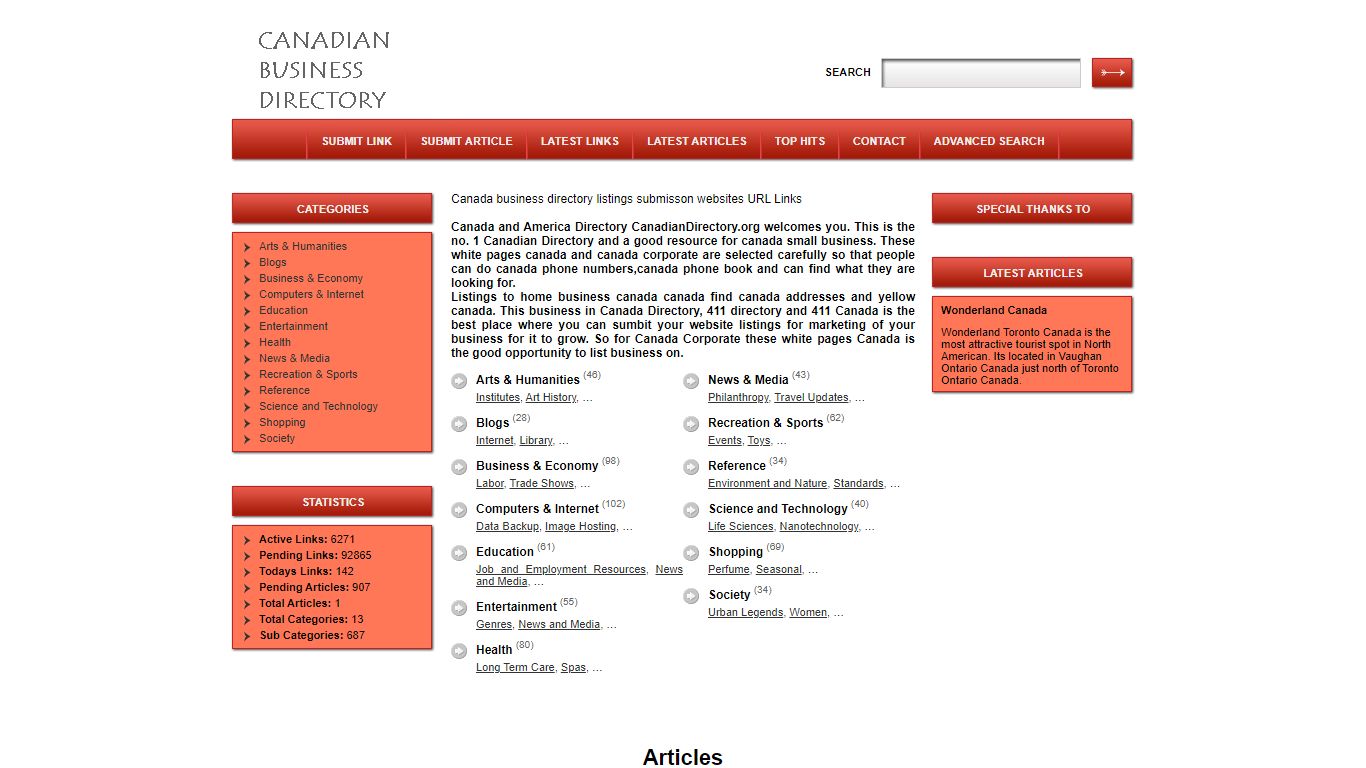 Canadian white and yellow pages for business internet website submitting.